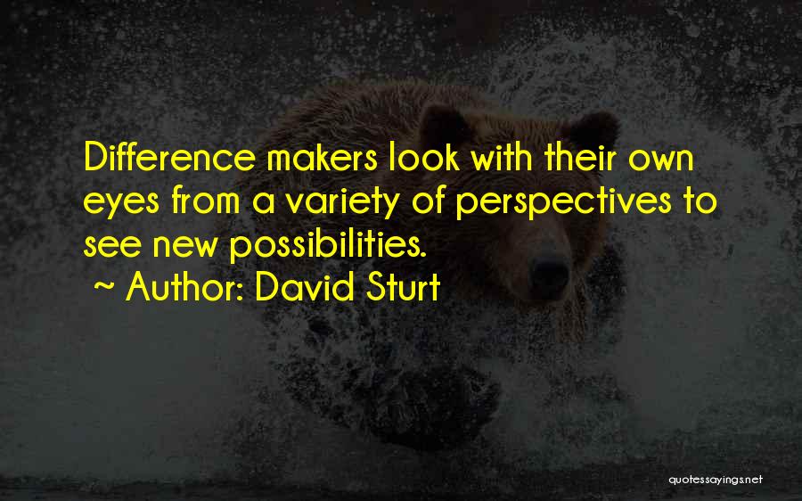 David Sturt Quotes: Difference Makers Look With Their Own Eyes From A Variety Of Perspectives To See New Possibilities.