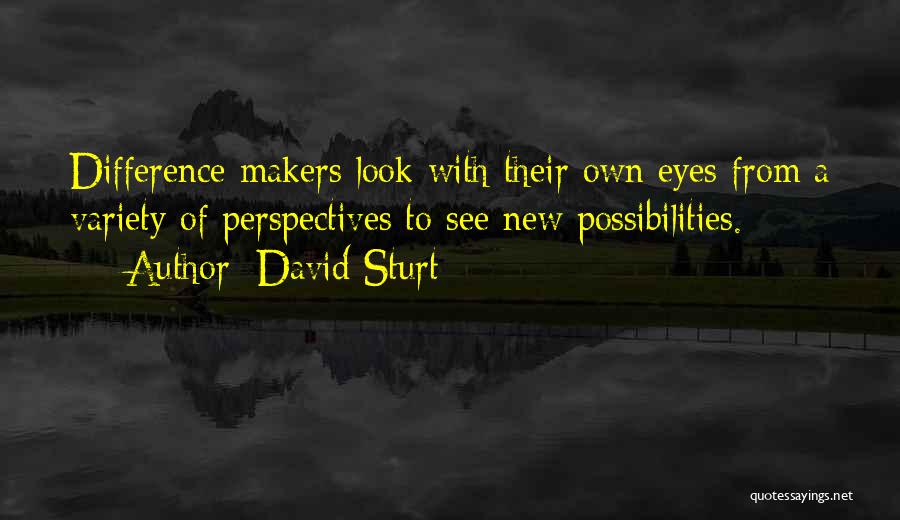 David Sturt Quotes: Difference Makers Look With Their Own Eyes From A Variety Of Perspectives To See New Possibilities.