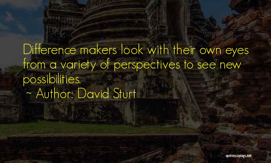 David Sturt Quotes: Difference Makers Look With Their Own Eyes From A Variety Of Perspectives To See New Possibilities.