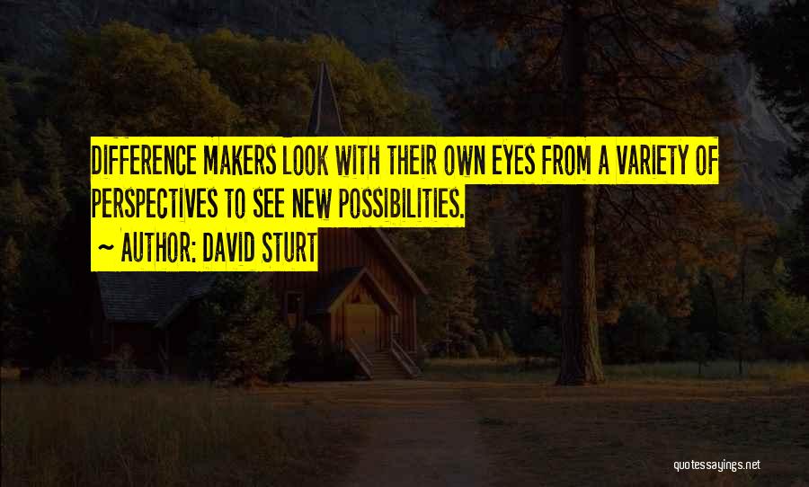 David Sturt Quotes: Difference Makers Look With Their Own Eyes From A Variety Of Perspectives To See New Possibilities.