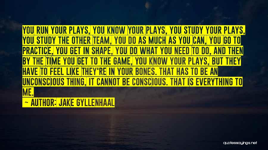 Jake Gyllenhaal Quotes: You Run Your Plays, You Know Your Plays, You Study Your Plays, You Study The Other Team, You Do As