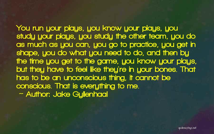 Jake Gyllenhaal Quotes: You Run Your Plays, You Know Your Plays, You Study Your Plays, You Study The Other Team, You Do As