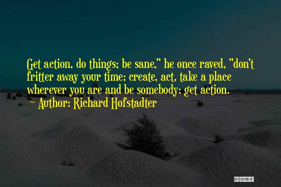 Richard Hofstadter Quotes: Get Action, Do Things; Be Sane, He Once Raved, Don't Fritter Away Your Time; Create, Act, Take A Place Wherever