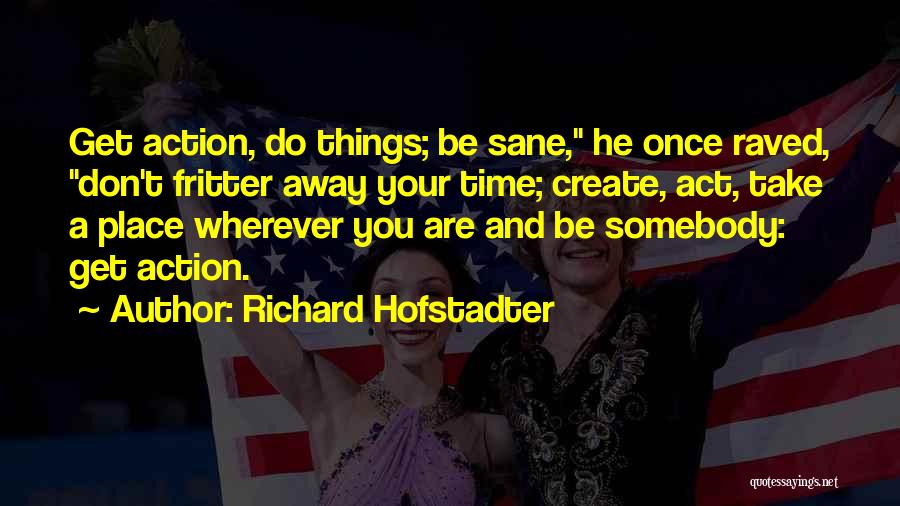 Richard Hofstadter Quotes: Get Action, Do Things; Be Sane, He Once Raved, Don't Fritter Away Your Time; Create, Act, Take A Place Wherever