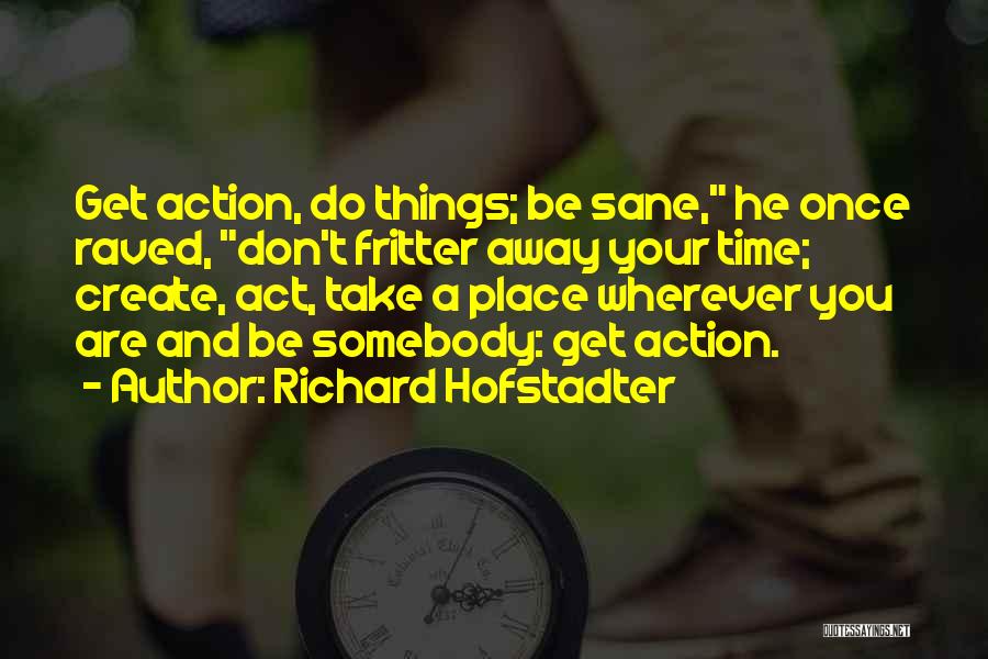 Richard Hofstadter Quotes: Get Action, Do Things; Be Sane, He Once Raved, Don't Fritter Away Your Time; Create, Act, Take A Place Wherever