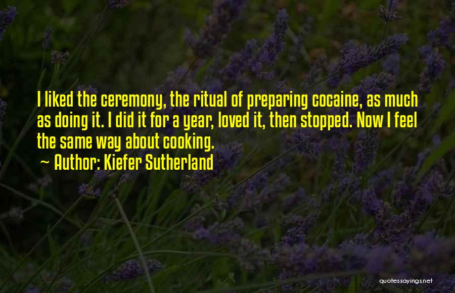 Kiefer Sutherland Quotes: I Liked The Ceremony, The Ritual Of Preparing Cocaine, As Much As Doing It. I Did It For A Year,