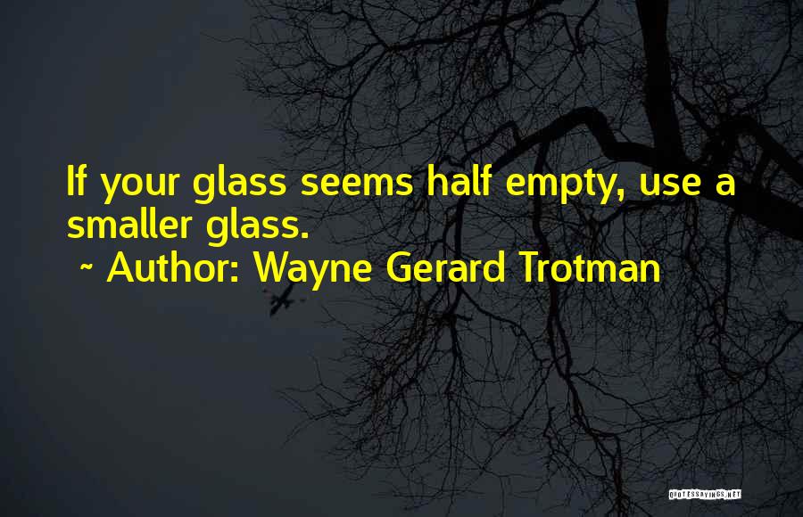 Wayne Gerard Trotman Quotes: If Your Glass Seems Half Empty, Use A Smaller Glass.