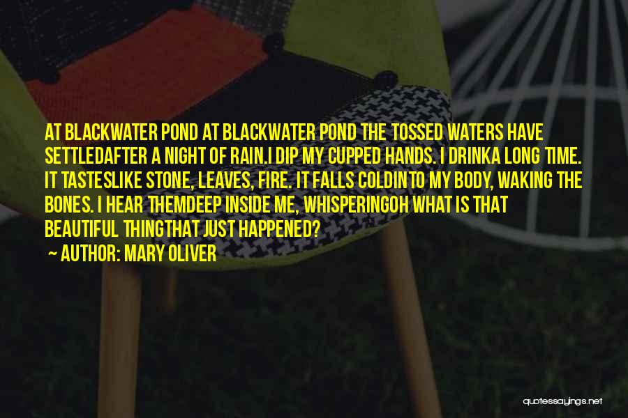 Mary Oliver Quotes: At Blackwater Pond At Blackwater Pond The Tossed Waters Have Settledafter A Night Of Rain.i Dip My Cupped Hands. I