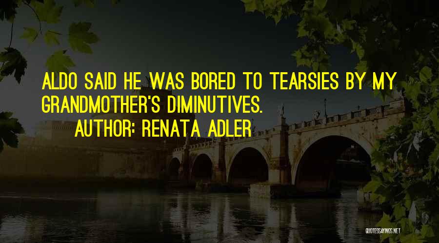 Renata Adler Quotes: Aldo Said He Was Bored To Tearsies By My Grandmother's Diminutives.
