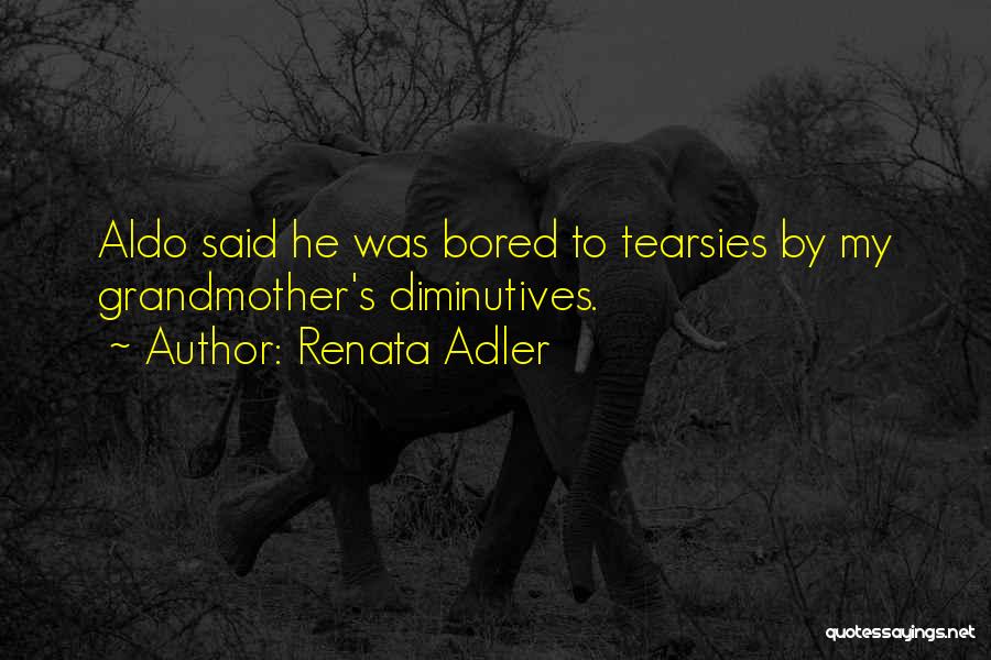 Renata Adler Quotes: Aldo Said He Was Bored To Tearsies By My Grandmother's Diminutives.