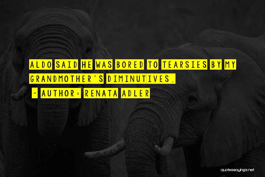 Renata Adler Quotes: Aldo Said He Was Bored To Tearsies By My Grandmother's Diminutives.