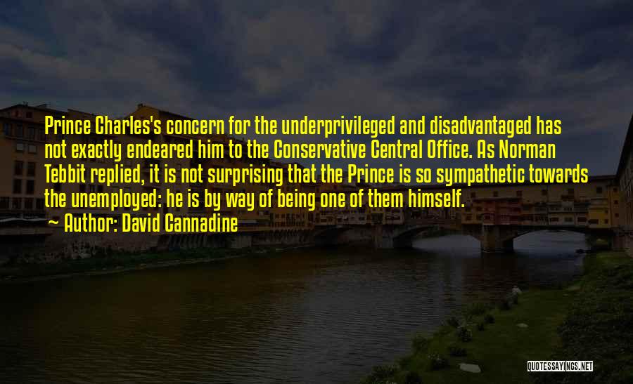 David Cannadine Quotes: Prince Charles's Concern For The Underprivileged And Disadvantaged Has Not Exactly Endeared Him To The Conservative Central Office. As Norman