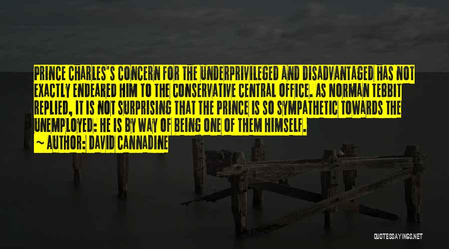 David Cannadine Quotes: Prince Charles's Concern For The Underprivileged And Disadvantaged Has Not Exactly Endeared Him To The Conservative Central Office. As Norman