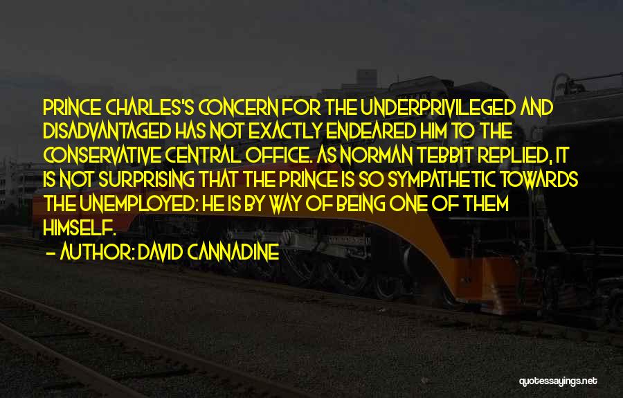 David Cannadine Quotes: Prince Charles's Concern For The Underprivileged And Disadvantaged Has Not Exactly Endeared Him To The Conservative Central Office. As Norman