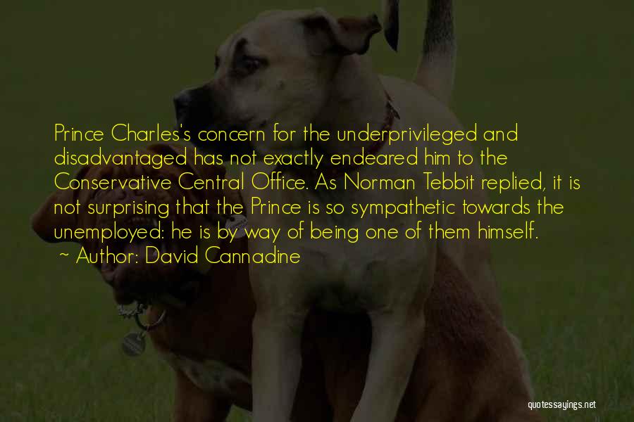 David Cannadine Quotes: Prince Charles's Concern For The Underprivileged And Disadvantaged Has Not Exactly Endeared Him To The Conservative Central Office. As Norman