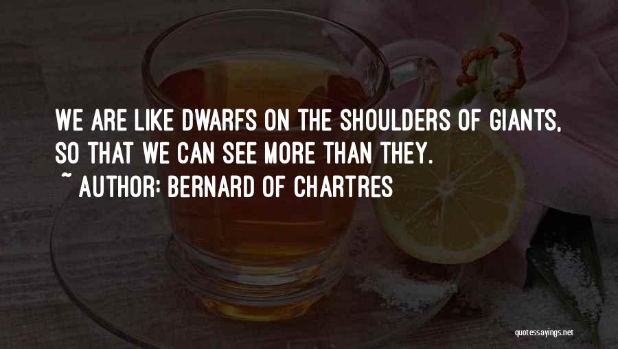 Bernard Of Chartres Quotes: We Are Like Dwarfs On The Shoulders Of Giants, So That We Can See More Than They.