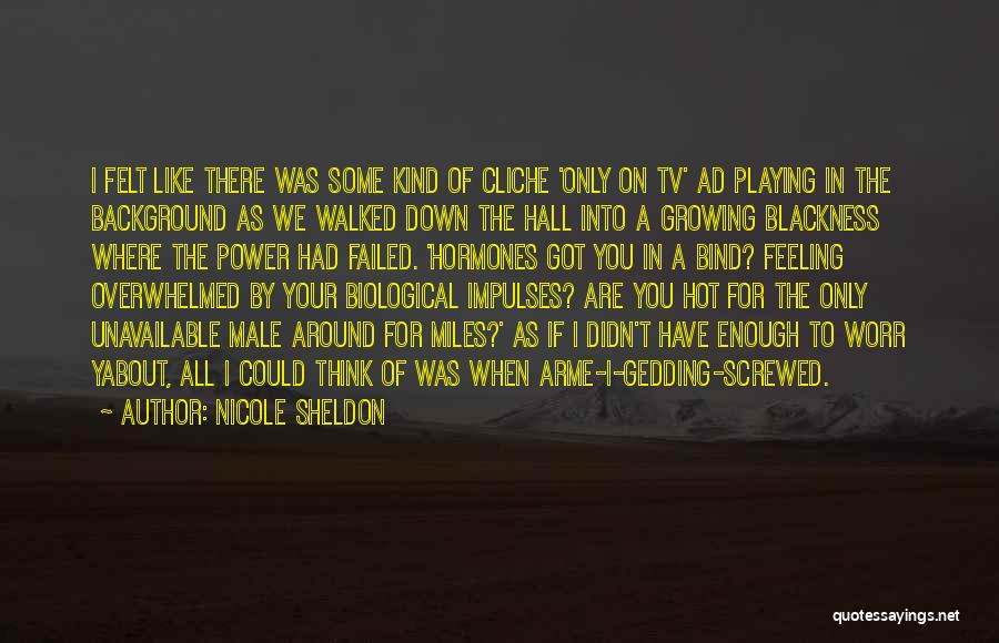 Nicole Sheldon Quotes: I Felt Like There Was Some Kind Of Cliche 'only On Tv' Ad Playing In The Background As We Walked