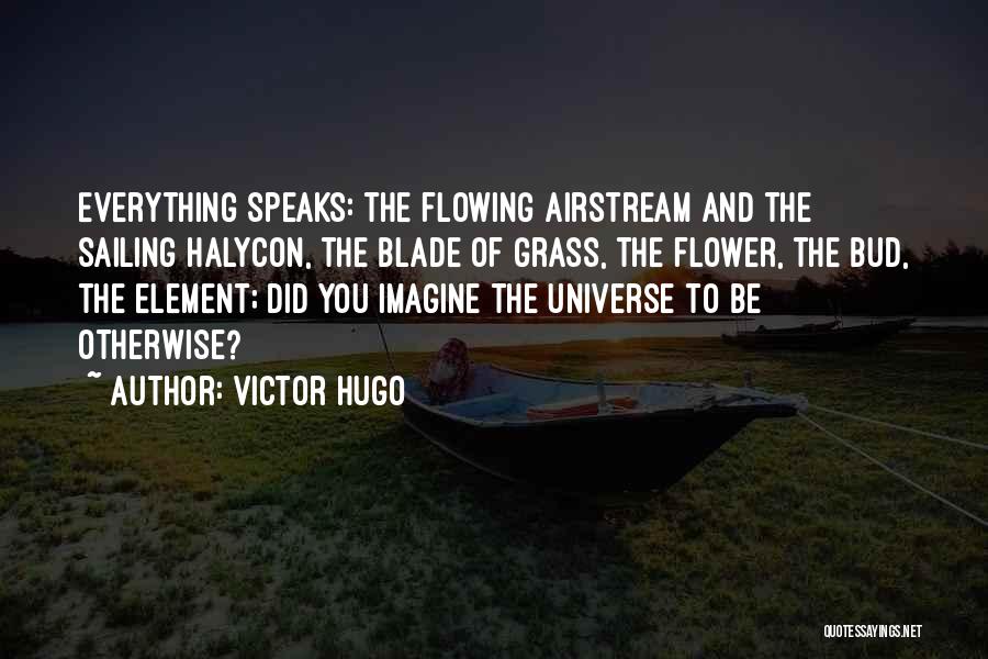 Victor Hugo Quotes: Everything Speaks: The Flowing Airstream And The Sailing Halycon, The Blade Of Grass, The Flower, The Bud, The Element; Did