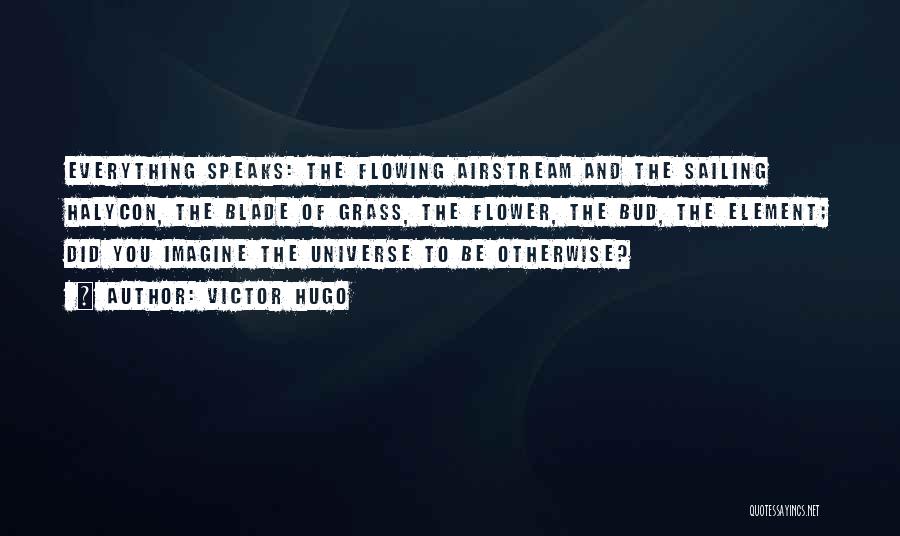 Victor Hugo Quotes: Everything Speaks: The Flowing Airstream And The Sailing Halycon, The Blade Of Grass, The Flower, The Bud, The Element; Did