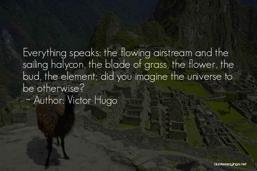 Victor Hugo Quotes: Everything Speaks: The Flowing Airstream And The Sailing Halycon, The Blade Of Grass, The Flower, The Bud, The Element; Did