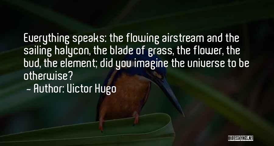 Victor Hugo Quotes: Everything Speaks: The Flowing Airstream And The Sailing Halycon, The Blade Of Grass, The Flower, The Bud, The Element; Did