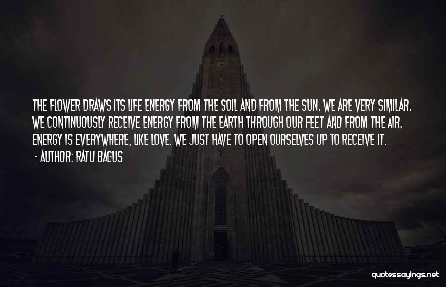 Ratu Bagus Quotes: The Flower Draws Its Life Energy From The Soil And From The Sun. We Are Very Similar. We Continuously Receive