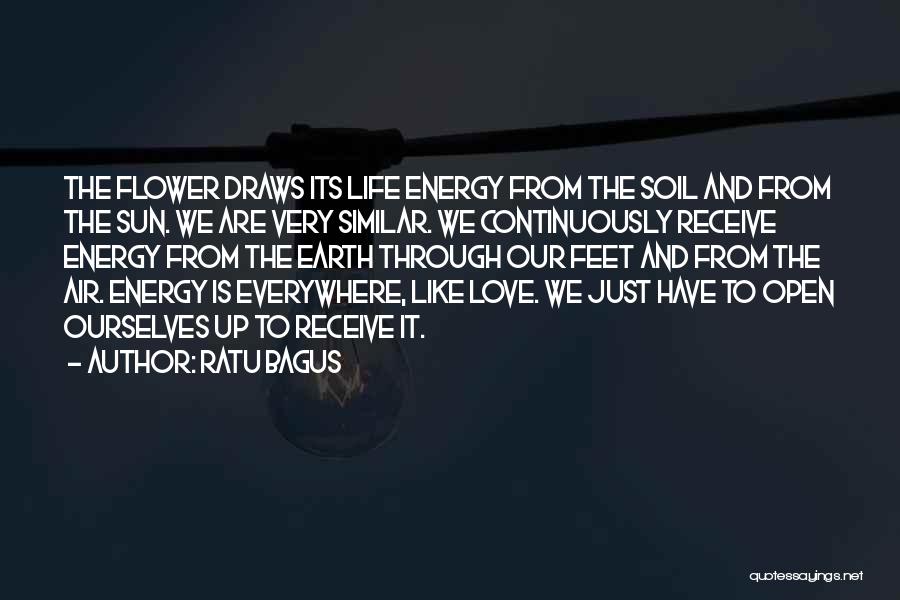 Ratu Bagus Quotes: The Flower Draws Its Life Energy From The Soil And From The Sun. We Are Very Similar. We Continuously Receive