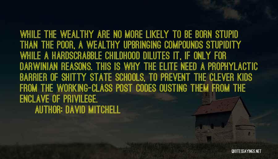 David Mitchell Quotes: While The Wealthy Are No More Likely To Be Born Stupid Than The Poor, A Wealthy Upbringing Compounds Stupidity While