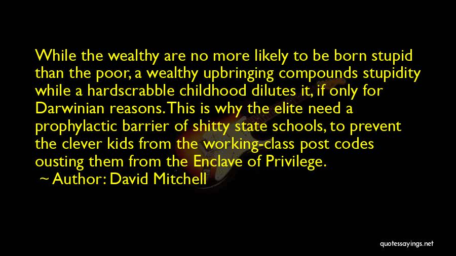 David Mitchell Quotes: While The Wealthy Are No More Likely To Be Born Stupid Than The Poor, A Wealthy Upbringing Compounds Stupidity While