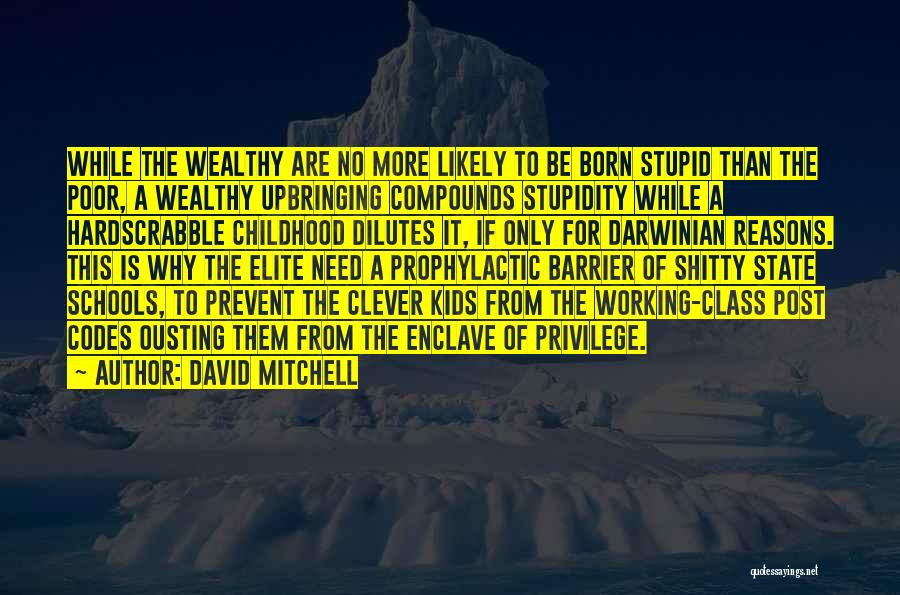 David Mitchell Quotes: While The Wealthy Are No More Likely To Be Born Stupid Than The Poor, A Wealthy Upbringing Compounds Stupidity While