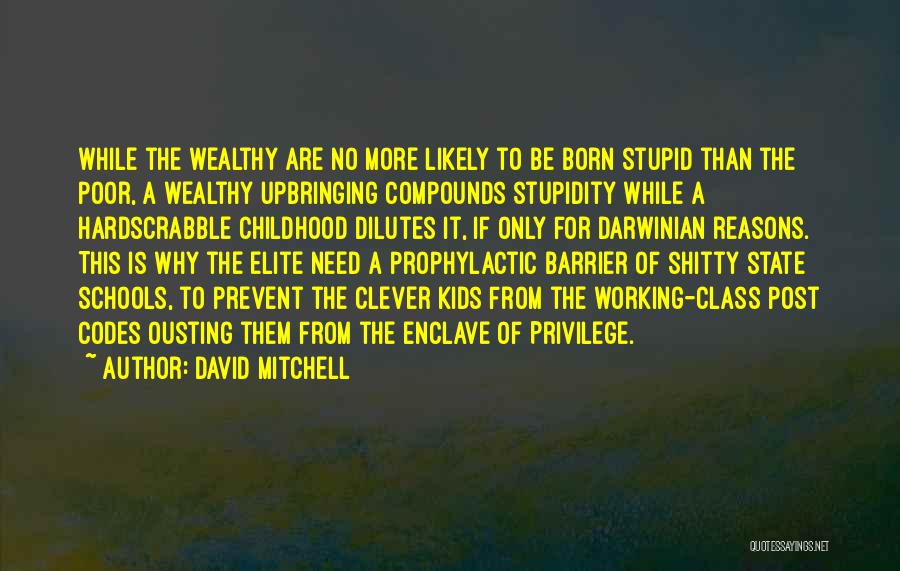 David Mitchell Quotes: While The Wealthy Are No More Likely To Be Born Stupid Than The Poor, A Wealthy Upbringing Compounds Stupidity While