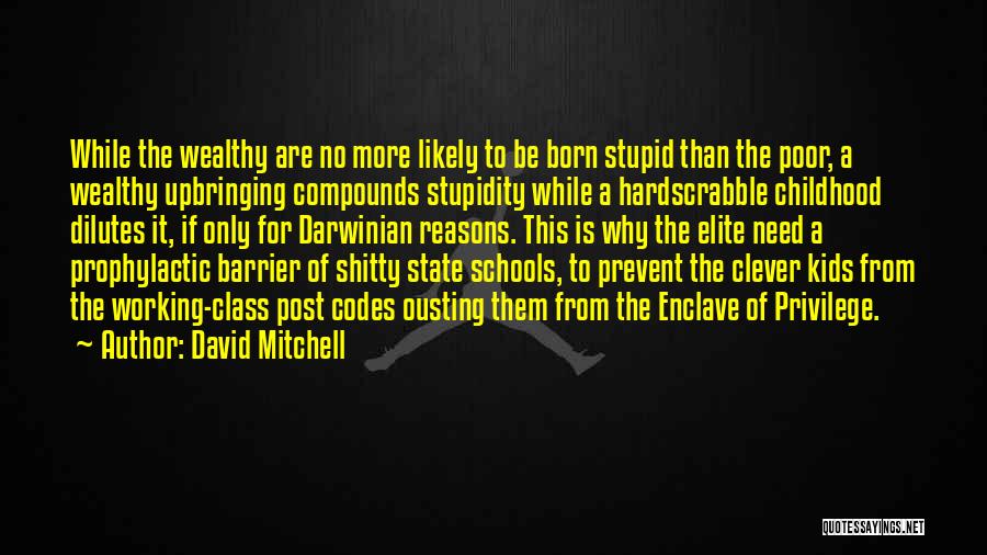 David Mitchell Quotes: While The Wealthy Are No More Likely To Be Born Stupid Than The Poor, A Wealthy Upbringing Compounds Stupidity While