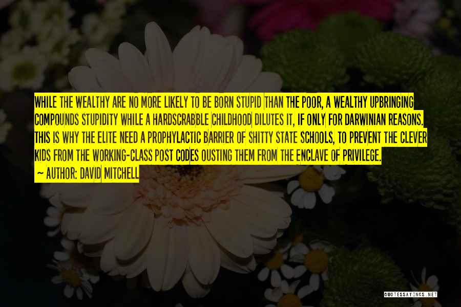 David Mitchell Quotes: While The Wealthy Are No More Likely To Be Born Stupid Than The Poor, A Wealthy Upbringing Compounds Stupidity While