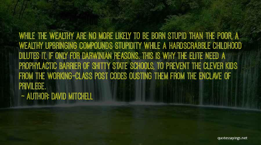 David Mitchell Quotes: While The Wealthy Are No More Likely To Be Born Stupid Than The Poor, A Wealthy Upbringing Compounds Stupidity While