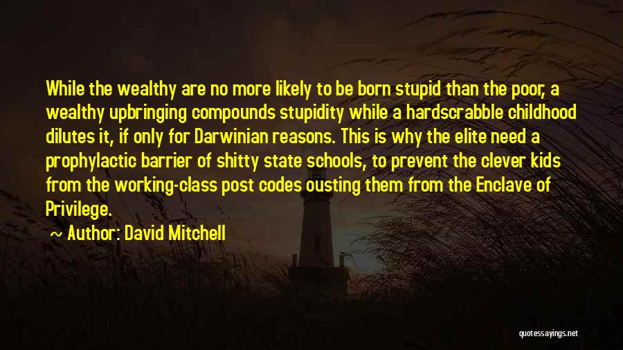 David Mitchell Quotes: While The Wealthy Are No More Likely To Be Born Stupid Than The Poor, A Wealthy Upbringing Compounds Stupidity While