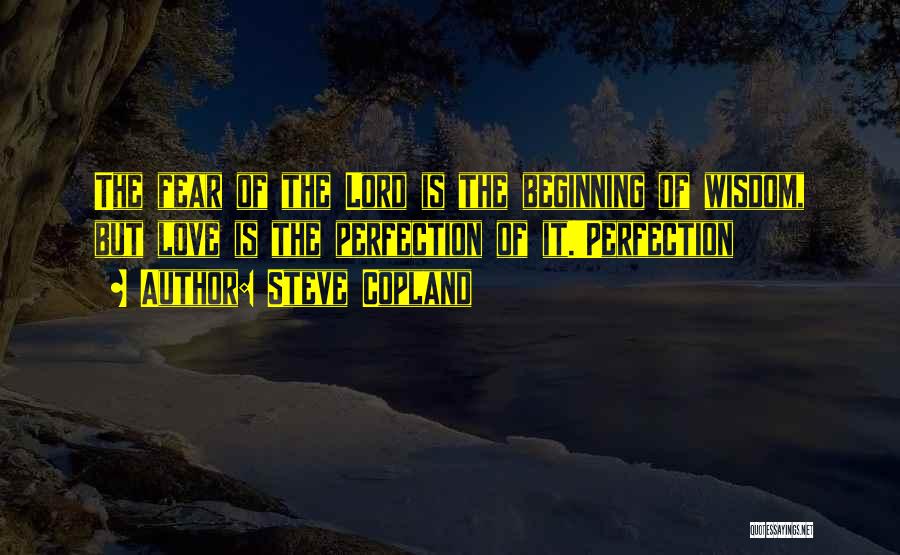 Steve Copland Quotes: The Fear Of The Lord Is The Beginning Of Wisdom, But Love Is The Perfection Of It.'perfection