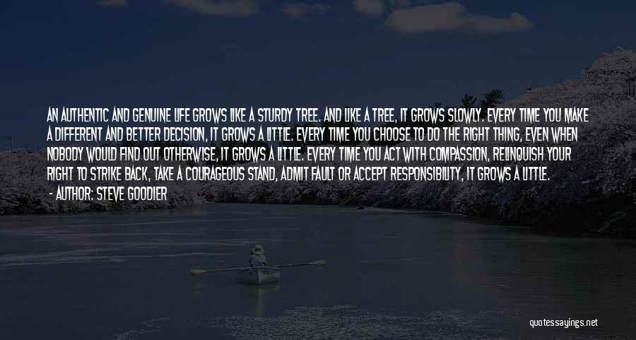 Steve Goodier Quotes: An Authentic And Genuine Life Grows Like A Sturdy Tree. And Like A Tree, It Grows Slowly. Every Time You