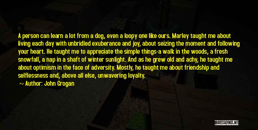 John Grogan Quotes: A Person Can Learn A Lot From A Dog, Even A Loopy One Like Ours. Marley Taught Me About Living