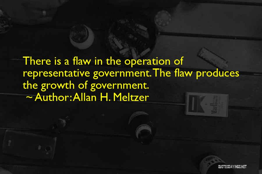 Allan H. Meltzer Quotes: There Is A Flaw In The Operation Of Representative Government. The Flaw Produces The Growth Of Government.