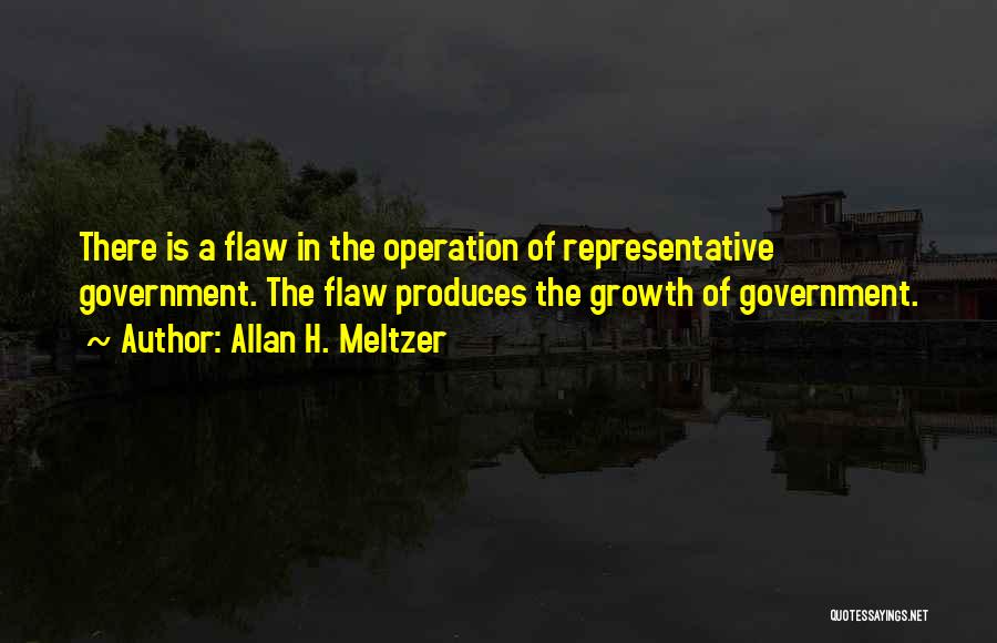 Allan H. Meltzer Quotes: There Is A Flaw In The Operation Of Representative Government. The Flaw Produces The Growth Of Government.