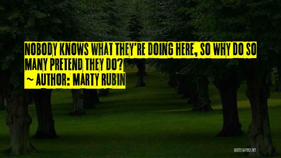 Marty Rubin Quotes: Nobody Knows What They're Doing Here, So Why Do So Many Pretend They Do?