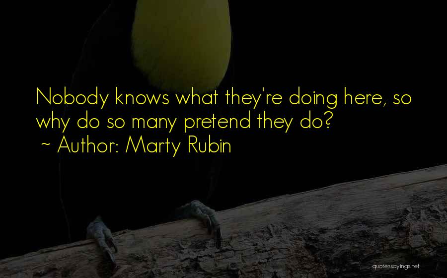 Marty Rubin Quotes: Nobody Knows What They're Doing Here, So Why Do So Many Pretend They Do?