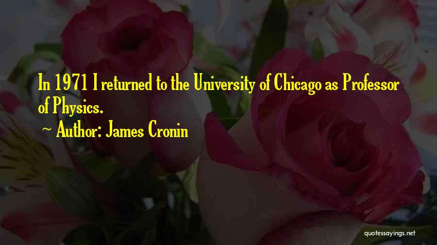 James Cronin Quotes: In 1971 I Returned To The University Of Chicago As Professor Of Physics.