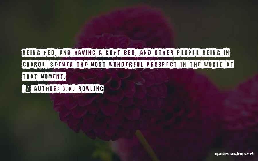 J.K. Rowling Quotes: Being Fed, And Having A Soft Bed, And Other People Being In Charge, Seemed The Most Wonderful Prospect In The
