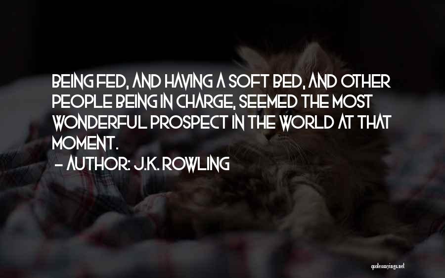 J.K. Rowling Quotes: Being Fed, And Having A Soft Bed, And Other People Being In Charge, Seemed The Most Wonderful Prospect In The