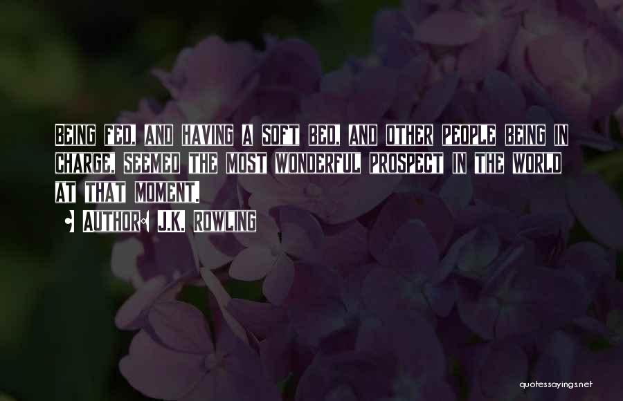 J.K. Rowling Quotes: Being Fed, And Having A Soft Bed, And Other People Being In Charge, Seemed The Most Wonderful Prospect In The
