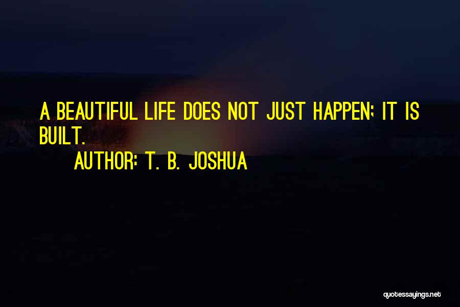 T. B. Joshua Quotes: A Beautiful Life Does Not Just Happen; It Is Built.