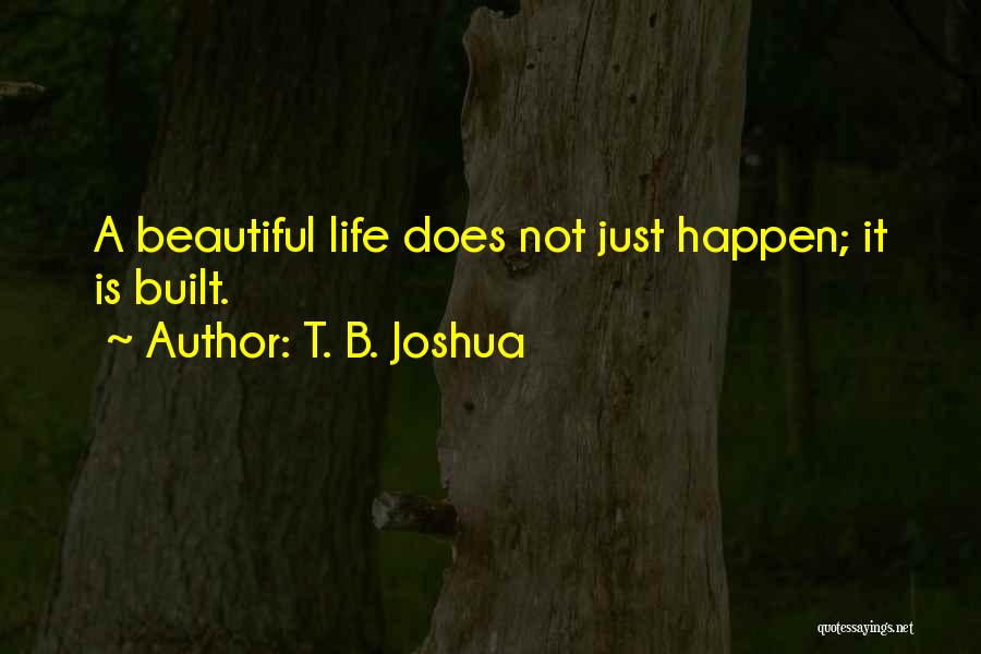 T. B. Joshua Quotes: A Beautiful Life Does Not Just Happen; It Is Built.