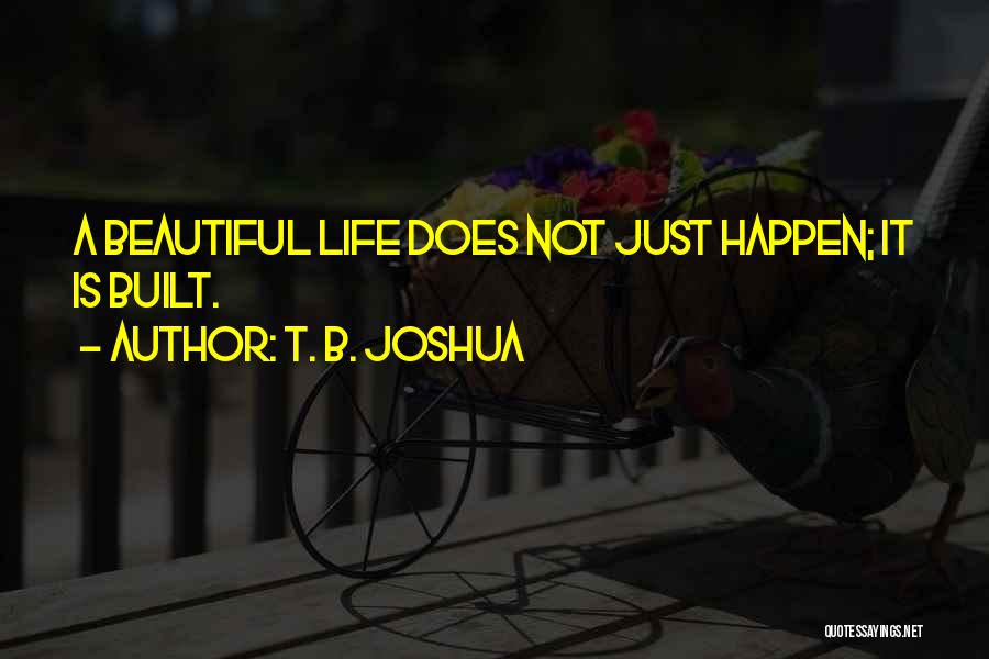 T. B. Joshua Quotes: A Beautiful Life Does Not Just Happen; It Is Built.