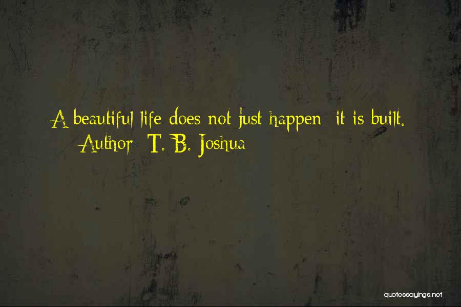 T. B. Joshua Quotes: A Beautiful Life Does Not Just Happen; It Is Built.